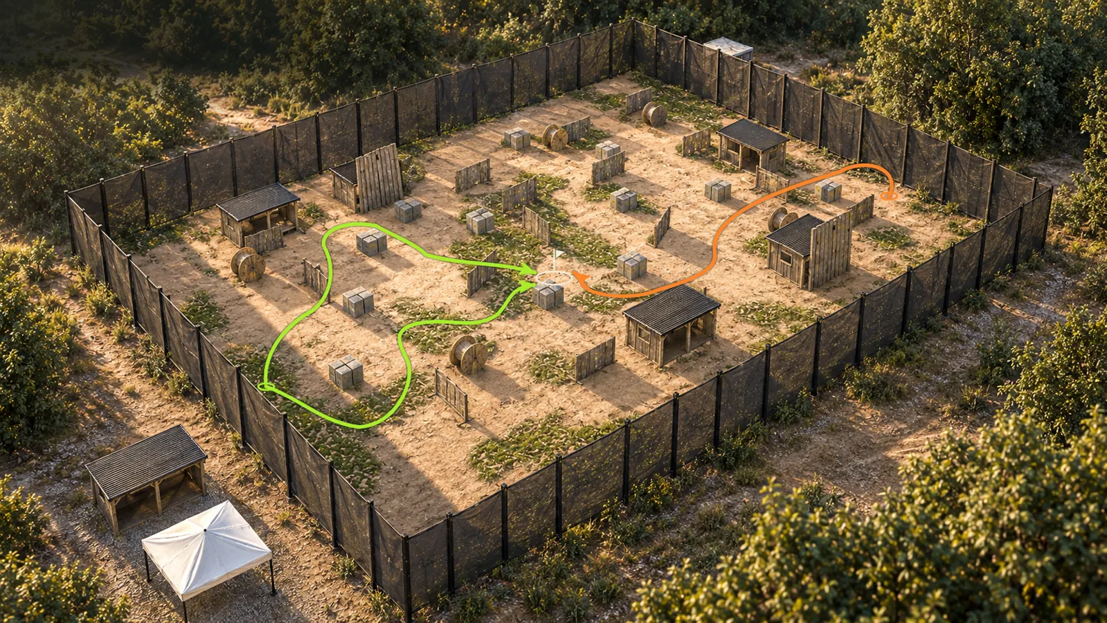 OVERSPRAY Barricade map, aerial view