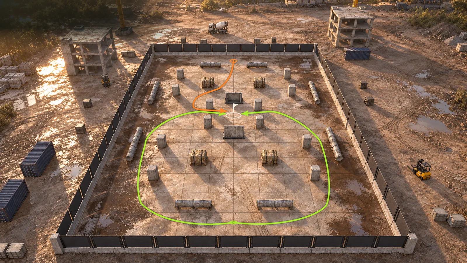 OVERSPRAY Construction Site map, aerial view